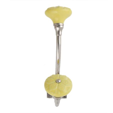 Yellow Wheel Flower Ceramic Silver Iron Hook